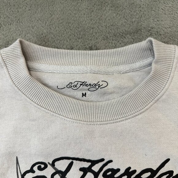 NWT Ed Hardy Tattoo Cropped Sweatshirt Gray Women's MEDIUM - Picture 4 of 7